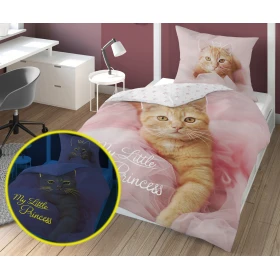 Pościel FLUO Świecąca W Ciemności KOTEK 140x200 cm. DTX-4232