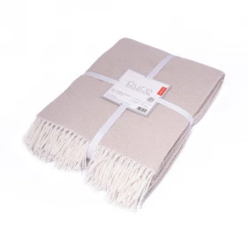 Koc Żakardowy Z Frędzlami 150x200 cm. Beżowy 126JB