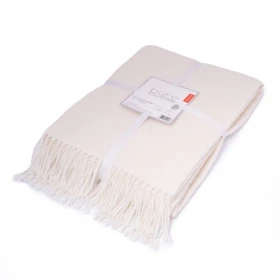 Koc Żakardowy Z Frędzlami 150x200 cm. Ecru 126JB