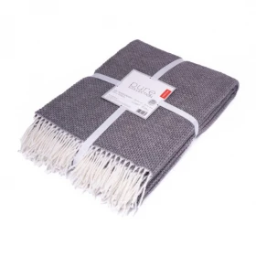 Koc Żakardowy Z Frędzlami 150x200 cm. Szary 126JB