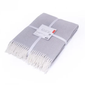 Koc Żakardowy Z Frędzlami 150x200 cm. Szary Jasny 126JB