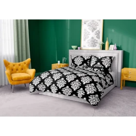 Komplet Pościeli Glamour 160x200 BAWEŁNA 100 % Czarna Biały Ornament 007