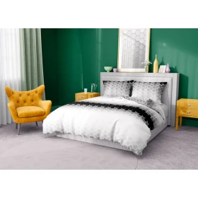 Komplet Pościeli Glamour 160x200 BAWEŁNA 100 % Szara Czarna Geometria 018