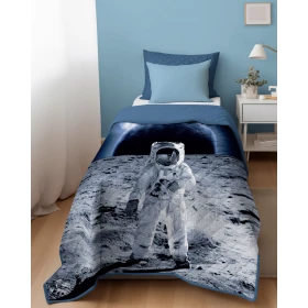 Narzuta Młodzieżowa 170x210 cm. Pikowana Niebieska Astronauta K-96