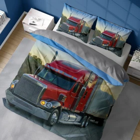 Pościel 3D Satynowa Z Mikrowłókna 160x200 cm. Tir Truck Ciężarówka 4367