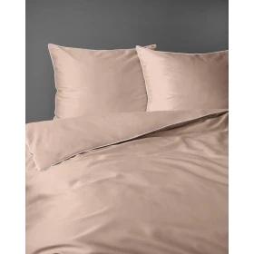 Luskusowa Pościel Jednokolorowa Z Lamówką Makosatyna 160x200 cm. Brzoskwinia