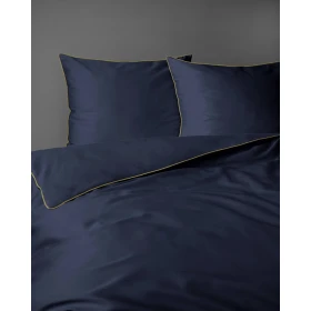 Luskusowa Pościel Jednokolorowa Z Lamówką Makosatyna 180x200 cm. Granatowa
