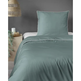 Luskusowa Pościel Jednokolorowa Z Lamówką Makosatyna 140x200 cm. Miętowa