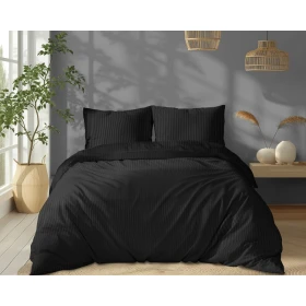 Luksusowy Komplet Pościeli Z Adamaszku Satyna Bawełniana 160x200 cm. Czarny