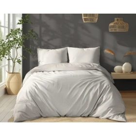 Luksusowy Komplet Pościeli Z Adamaszku Satyna Bawełniana 160x200 cm. Ecru