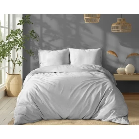 Luksusowy Komplet Pościeli Z Adamaszku Satyna Bawełniana 180x200 cm. Biały