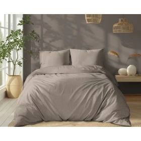 Luksusowy Komplet Pościeli Z Adamaszku Satyna Bawełniana 160x200 cm. Taupe