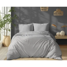 Luksusowy Komplet Pościeli Z Adamaszku Satyna Bawełniana 220x200 cm. Jasny Szary