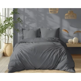 Luksusowy Komplet Pościeli Z Adamaszku Satyna Bawełniana 220x200 cm. Ciemny Szary