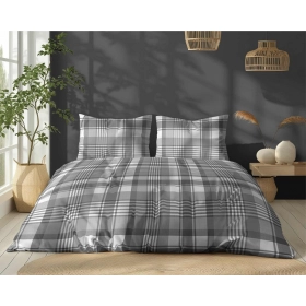 Komplet Pościeli Bawełnianej 220x200 BAWEŁNA 100 % Szara Krata 5246-A