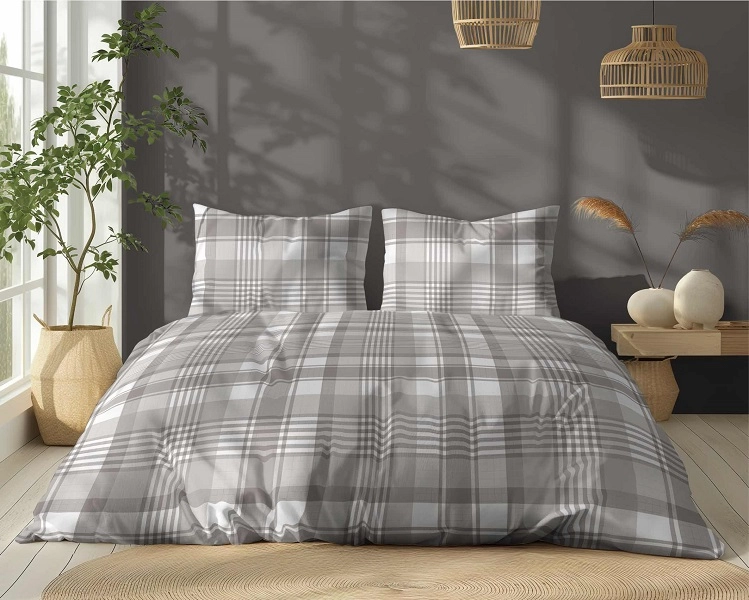 Komplet Pościeli Bawełnianej 220x200 BAWEŁNA 100 % Popielata Krata 5246-B Komplet Pościeli Bawełnianej 220x200 BAWEŁNA 100 % Popielata Krata 5246-B