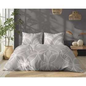 Komplet Pościeli Bawełnianej 220x200 BAWEŁNA 100 % Popielata Kółka 5247-A