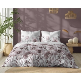 Komplet Pościeli Bawełnianej 220x200 BAWEŁNA 100 % Biała Kwiaty 5249-B