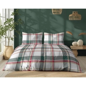 Komplet Pościeli Bawełnianej 220x200 BAWEŁNA 100 % Zielona Krata 5255-A