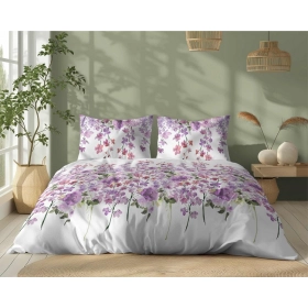 Komplet Pościeli Bawełnianej 220x200 BAWEŁNA 100 % Biała Kwiaty 5252-A