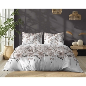 Komplet Pościeli Bawełnianej 220x200 BAWEŁNA 100 % Biała Kwiaty 5252-B