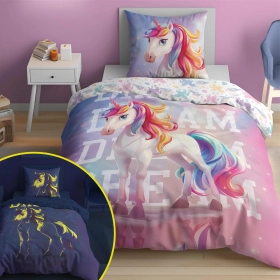 Pościel Dziecięca Świecąca W Ciemności 160x200 cm. Jednorożec 5208