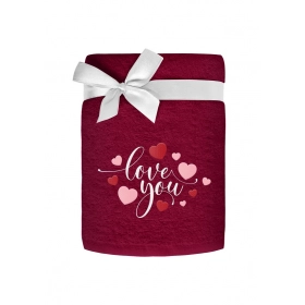 Komplet 3- Ręczników Bawełnianych Z Haftem 50x90 cm. 450 gsm Bordowy 004