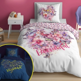 Pościel Dziecięca Świecąca W Ciemności 140x200 cm. Serce 5406