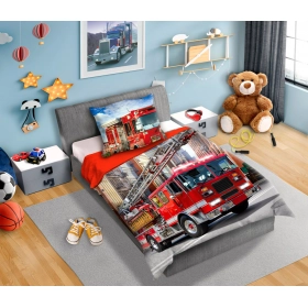 Pościel Dziecięca Wóz Strażacki 160x200 BAWEŁNA 100 % FAR-001