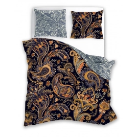 Luksusowa Pościel Z Bawełny Satynowej Druk Cyfrowy 140x200 cm. Czarna Złota Ornament 001
