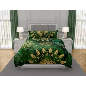 Luksusowa Pościel Z Bawełny Satynowej Druk Cyfrowy 160x200 cm. Zielona Mandala 004