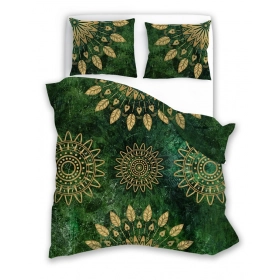 Luksusowa Pościel Z Bawełny Satynowej Druk Cyfrowy 140x200 cm. Zielona Mandala 004