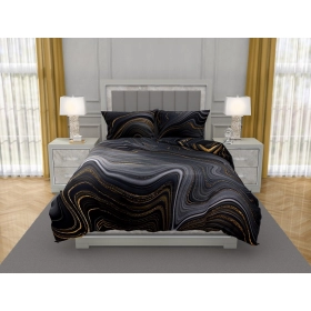 Luksusowa Pościel Z Bawełny Satynowej Druk Cyfrowy 220x200 cm. Czarna Minerały 005