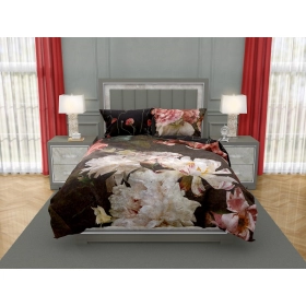 Luksusowa Pościel Z Bawełny Satynowej Druk Cyfrowy 160x200 cm. Kwiaty 006