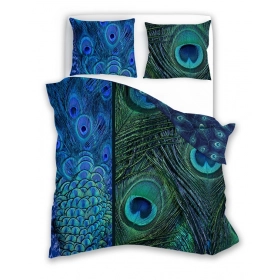 Luksusowa Pościel Z Bawełny Satynowej Druk Cyfrowy 140x200 cm. Zielona Niebieska 007