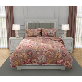 Luksusowa Pościel Z Bawełny Satynowej Druk Cyfrowy 160x200 cm. Pudrowy Róż Kwiaty 019