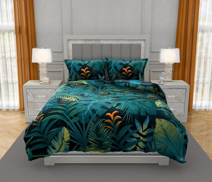 Luksusowa Pościel Z Bawełny Satynowej Druk Cyfrowy 220x200 cm. Liście 020 Luksusowa Pościel Z Bawełny Satynowej Druk Cyfrowy 220x200 cm. Liście 020