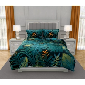 Luksusowa Pościel Z Bawełny Satynowej Druk Cyfrowy 160x200 cm. Liście 020