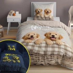 Pościel Dziecięca Świecąca W Ciemności 140x200 cm. Pieski 5553