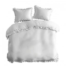 Luksusowa Pościel Z Falbaną 160x200 cm. Bawełna 100% Biel