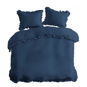 Luksusowa Pościel Z Falbaną 220x200 cm. Bawełna 100% Niebieski