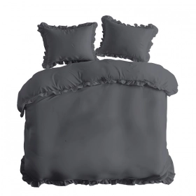 Luksusowa Pościel Z Falbaną 220x200 cm. Bawełna 100% Grafit