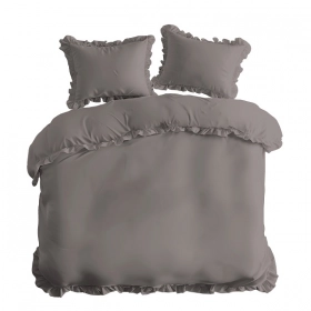 Luksusowa Pościel Z Falbaną 220x200 cm. Bawełna 100% Szary