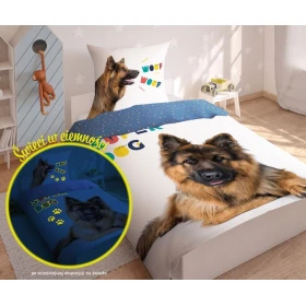 Pościel Dziecięca Świecąca W Ciemności Owczarek Niemiecki 160x200 cm. DETEX-140