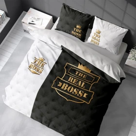 Pościel Holland 160x200 cm. 100 % Bawełna Biało Czarna DETEX-43